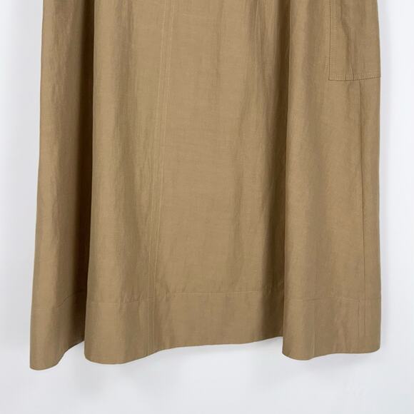 Vince Women's Utility Linen Cotton Blend Midi Skirt Size 12 Sandstorm Tan - Picture 11 of 16